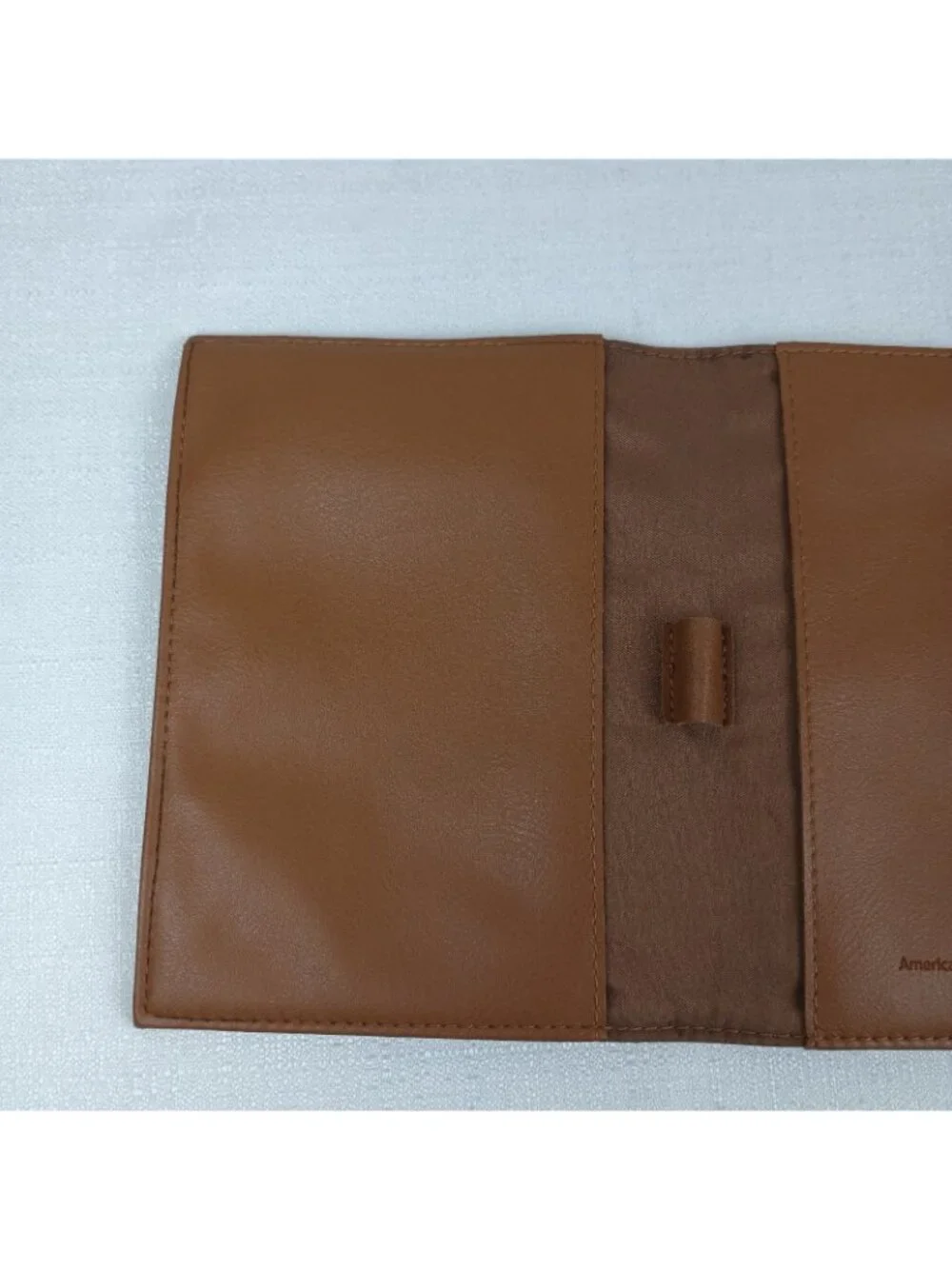 American Airlines This Is Ground Leather Travel Document Case brown snap pouch